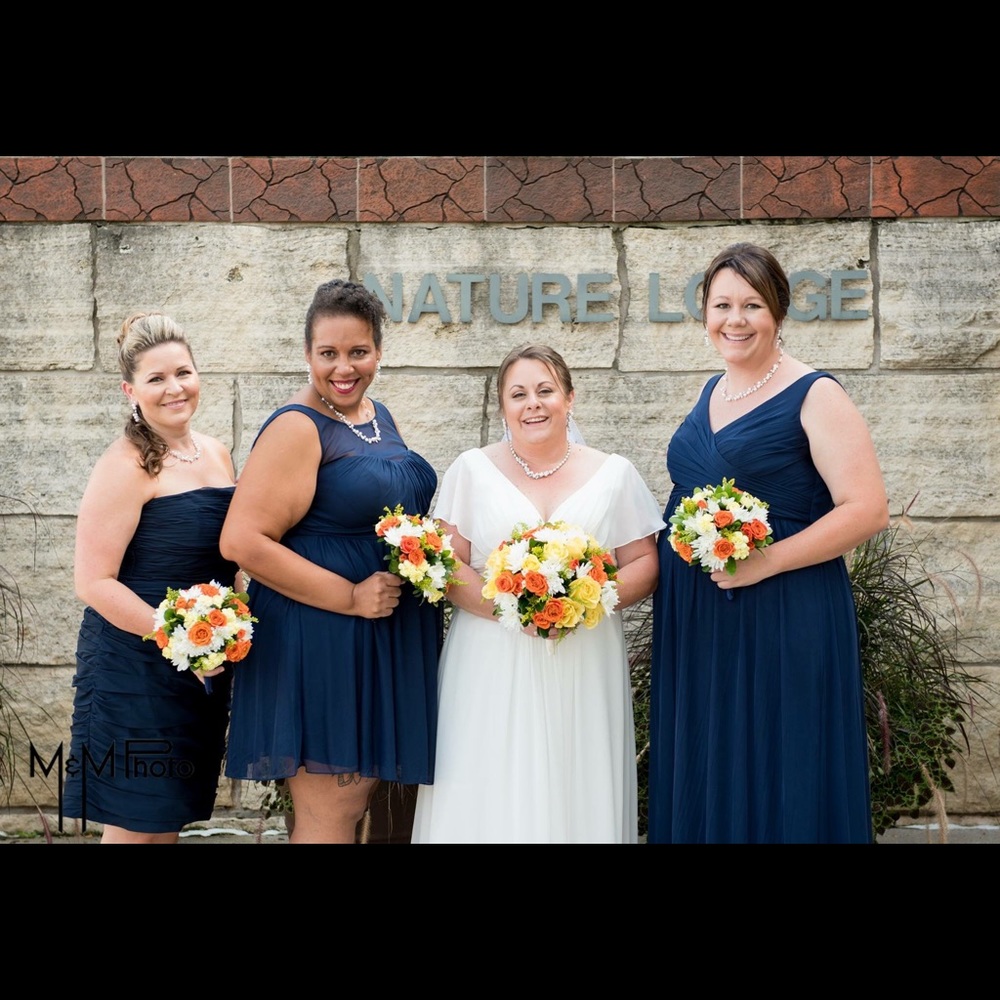 Monique Lhuillier Navy Bridesmaids dress